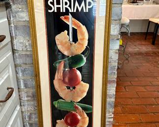 Louisiana Shrimp matted and framed poster (plus we have three of this same poster that are not framed)
