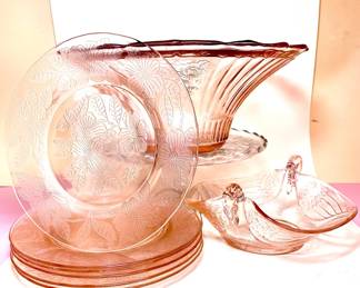 Floral and Swan Depression Glass