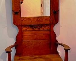 Antique oak hall tree