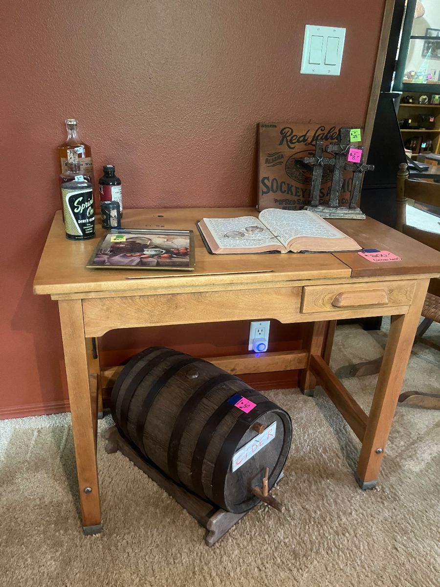 School Desk
$200
Cider barrel 
$45