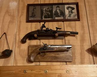Firearms 
The guns are authentic but have been altered so as not to fire.
Working on pricing 
Bottom gun has sold
Top pistol $65