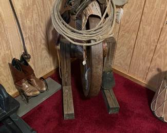 Another view of wagon wheel
Saddle 
Lasso