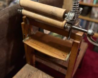 Clothes wringer and wash tub stand.  Family heirloom.