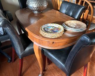 wood table & 4 vinyl chairs