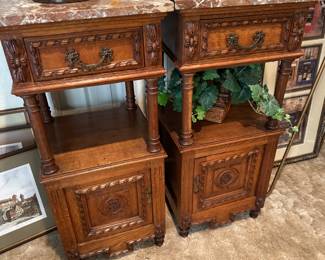 Antique Marble Top Side Tables