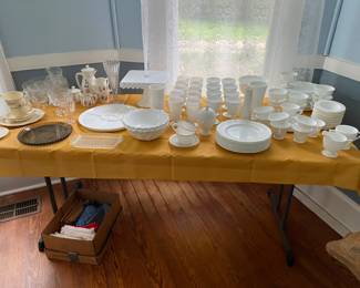 Milk Glass, Cake Stand, Dishes