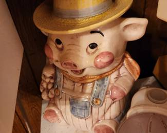 Vintage Farmer pig Cookie jar