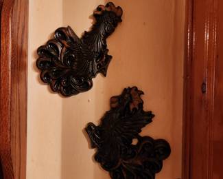 Vintage rooster wall hangings