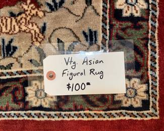 Vtg. Figural Asian rug