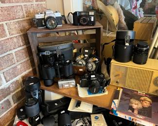 Lots of vintage cameras and several lenses!