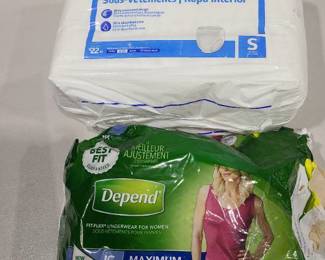 Depend and Medline underwear size small