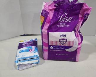Poise and Always Discreet female pads