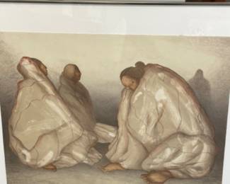 Framed lithograph by R.C. Gorman titled Waiting Women 24/120 30x38 in a set with lots 803 and 806