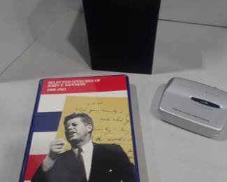 Selected speeches of John F Kennedy 1960 to 1963 plus cassette player and cassette holder. 8 x 5 x 5