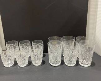 Two sets of six lead crystal glasses