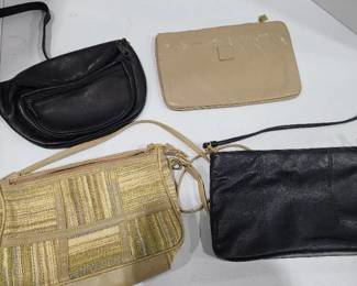 Anne Klein beige clutch, leather fanny pack, 2 purses