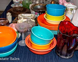 TABLES of Vintage Ceramics and Glassware