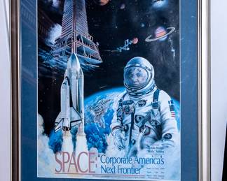 Framed Space Print signed by Astronaut WALLY SCHIRRA