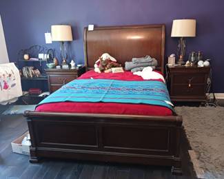 Queen sleigh bed with TempurPedic mattress