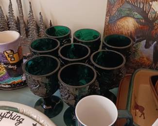 Green Glass goblets