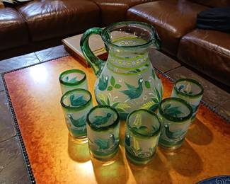 Mexican Margarita pitcher and six glasses