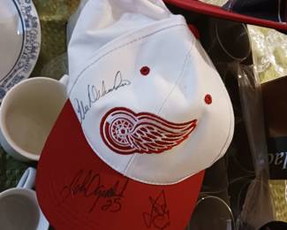 Alex Del Vecchio and John o'grodnick plus one other autographed Red Wings hat