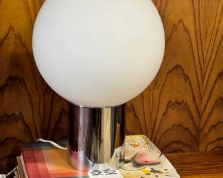 Mid Century Globe & Chrome Table Lamp