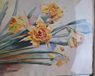 Original watercolor of daffodils 
