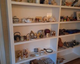 Pottery, natural specimens, Wedgewood,  Hummel, antique doll, art glass etc