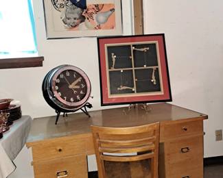 Blonde MCM desk w/ chair