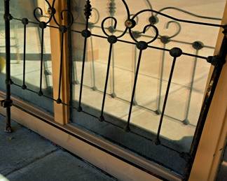 Cast iron head boards, great for flower beds