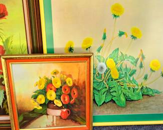Spring artwork. Framed oils, prints and watercolors