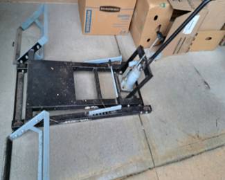 Much outdoor and garage tools and equipment. Mower jack