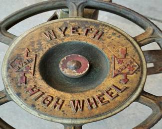 St. Joseph collectibles. Rare "Wyeth High Wheel" Ball Bearing push mower w/original grass bag