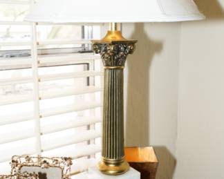 Alabster & brass golden column table lamp x 2