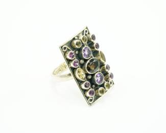 Sterling & multi-gemstone ring