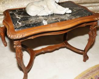 Gray inlaid marble accent coffee table