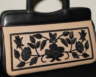 Beaded black floral Isabella Fiori handbag