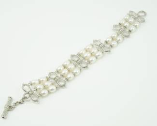 Judith Ripka pearl & sterling bracelet-as is