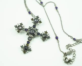Marcasite & sterling cross necklace