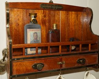 Captain's Stateroom oak & brass bar wall cabinet
