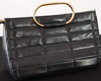 Saks 5th Avenue Italy black quilted leather handbag