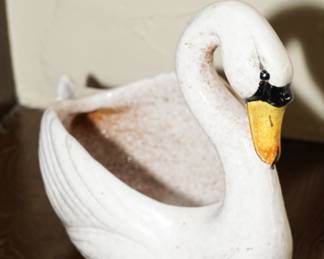 Italian porcelain swan planter