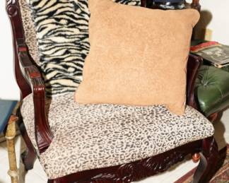 Leopard upholstered accent chair