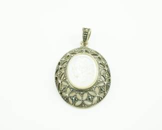 Marcasite & mother of pearl pendant
