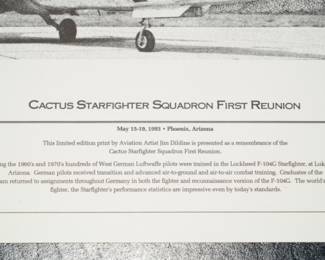 Limited edition USAF Cactus Starfighter etching by Jim Dildine