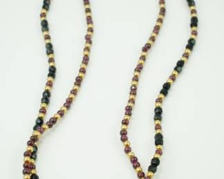 Ruby, sapphire bead necklace