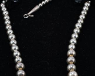 Gilbert Ortega sterling Navajo pearl necklace