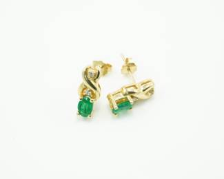 14k, diamond & emerald earrings