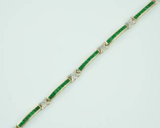 14k, diamond & emerald bracelet